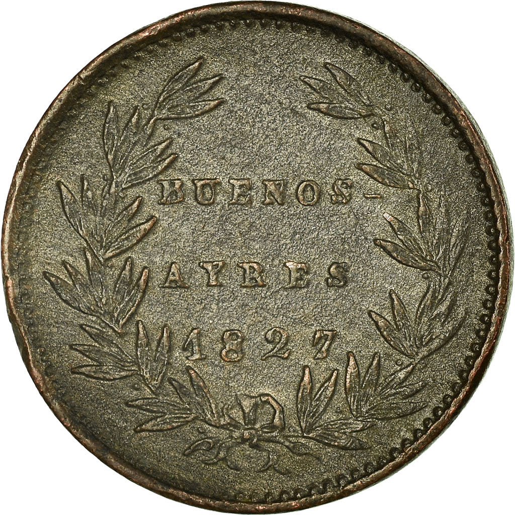 Coin, Argentina, BUENOS AIRES, 5/10 Réal, 1827, EF(40-45), Copper, KM:3