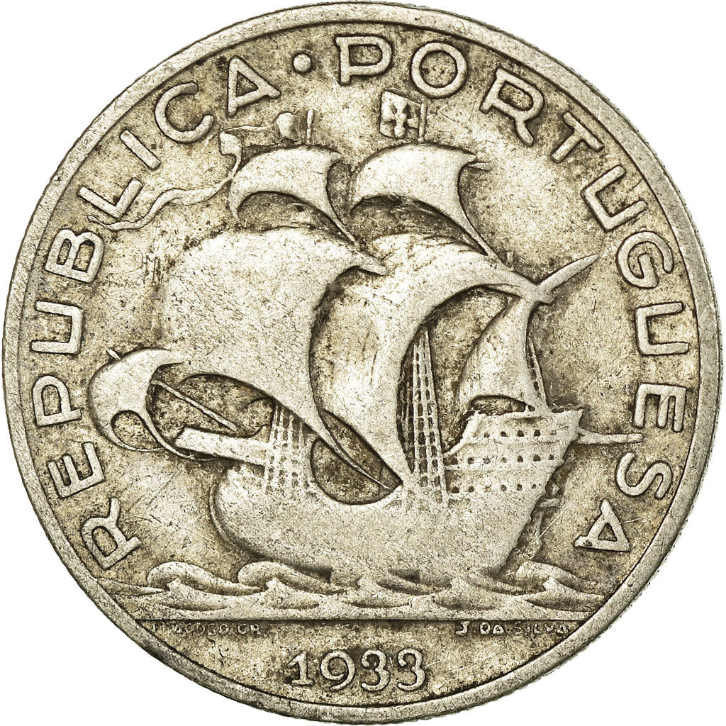 Coin, Portugal, 5 Escudos, 1933, VF(30-35), Silver, KM:581