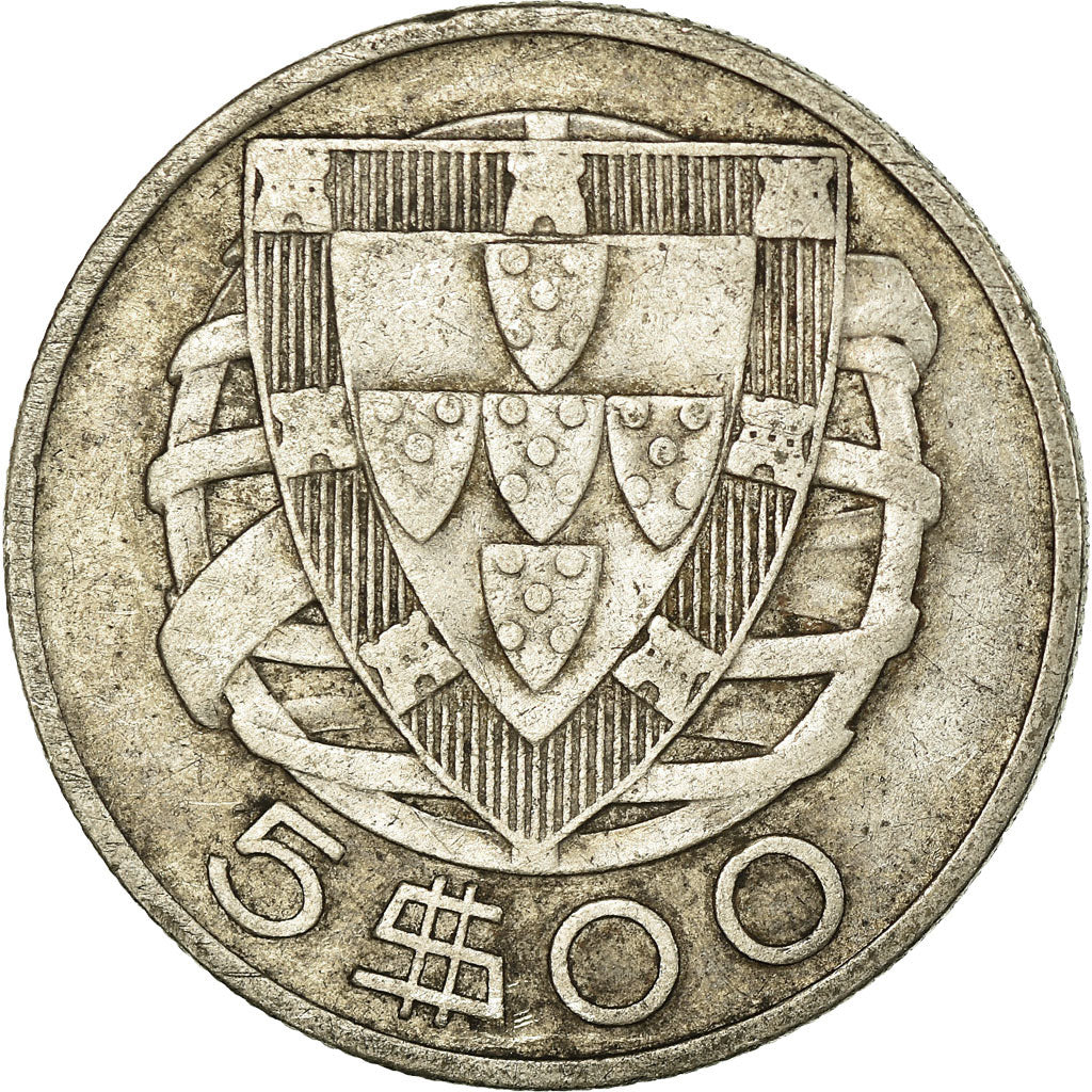 Coin, Portugal, 5 Escudos, 1933, VF(30-35), Silver, KM:581