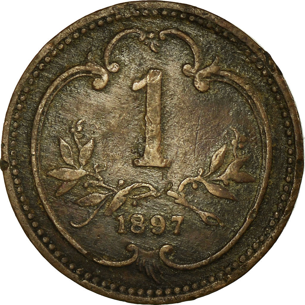 Munten, Oostenrijk, Franz Joseph I, Heller, 1897, FR+, Bronze, KM:2800