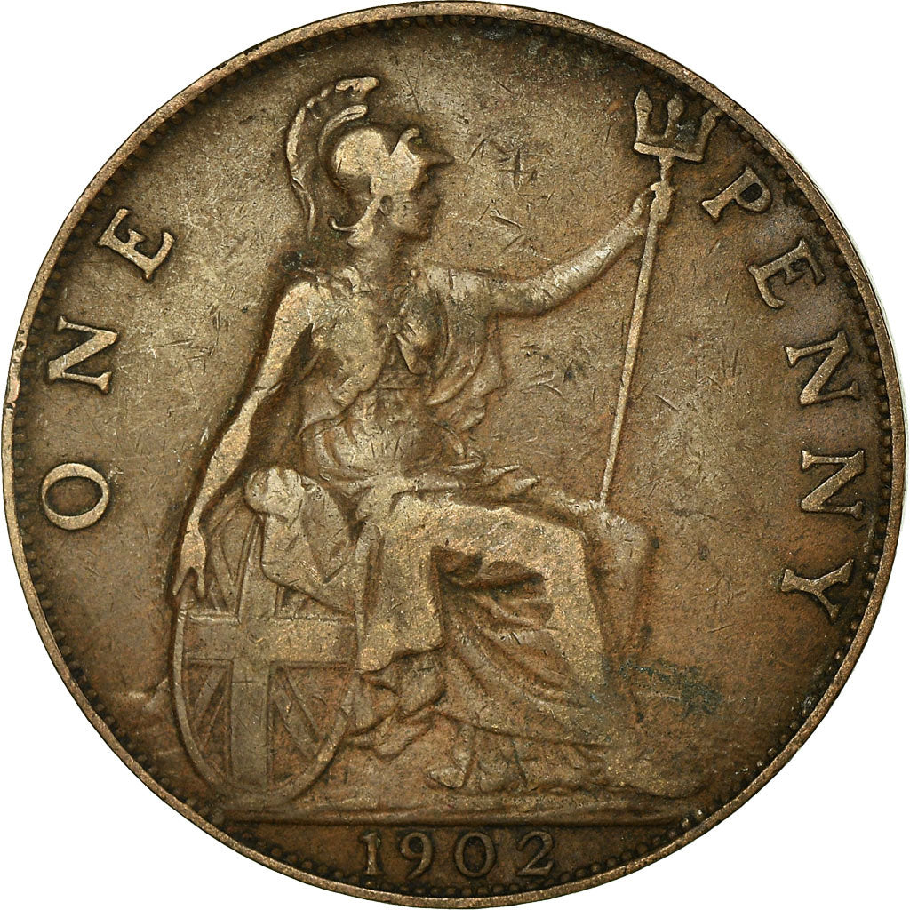 Moneta, Gran Bretagna, Edward VII, Penny, 1902, BB, Bronzo, KM:794.2