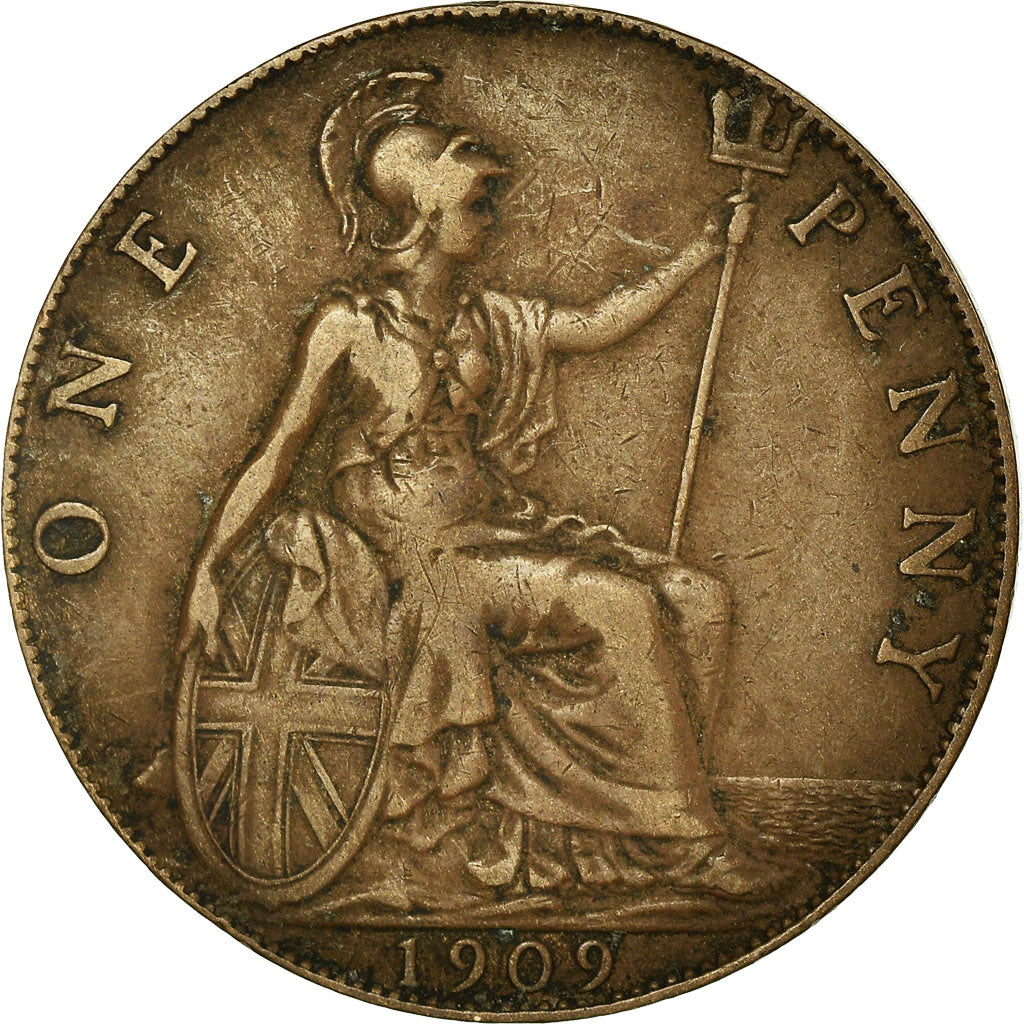 Coin, Great Britain, Edward VII, Penny, 1909, EF(40-45), Bronze, KM:794.2