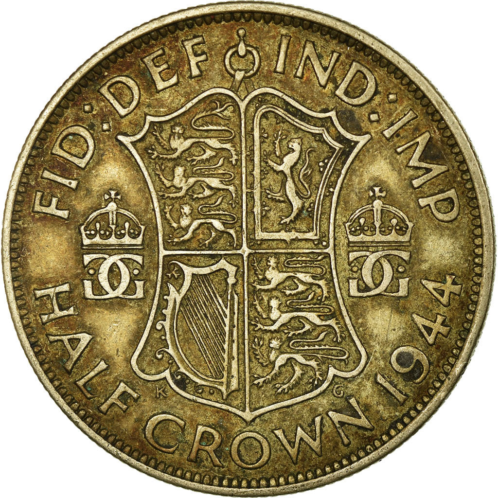 Coin, Great Britain, George VI, 1/2 Crown, 1944, VF(30-35), Silver, KM:856