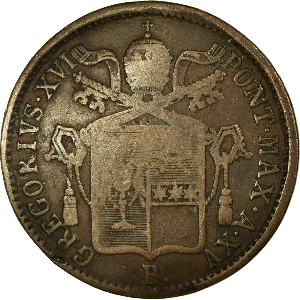 Coin, ITALIAN STATES, PAPAL STATES, Gregory XVI, Baiocco, 1845, Bologna