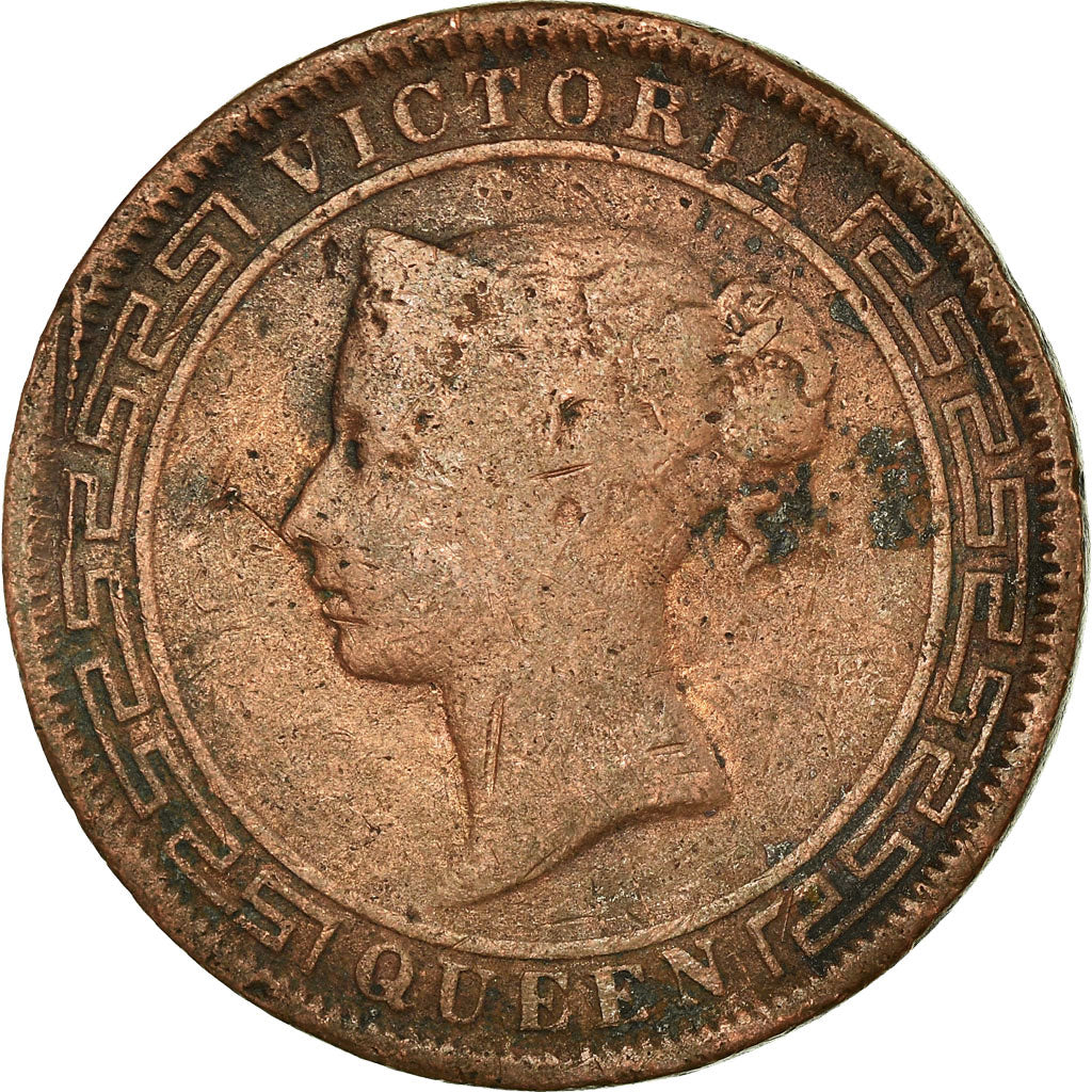 Monnaie, Ceylon, Victoria, 5 Cents, 1890, B+, Cuivre, KM:93