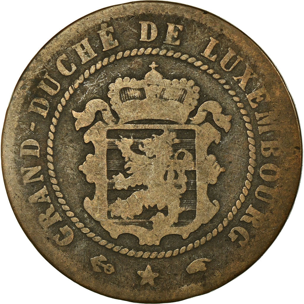 Coin, Luxembourg, William III, 5 Centimes, 1855, Paris, VF(20-25), Bronze