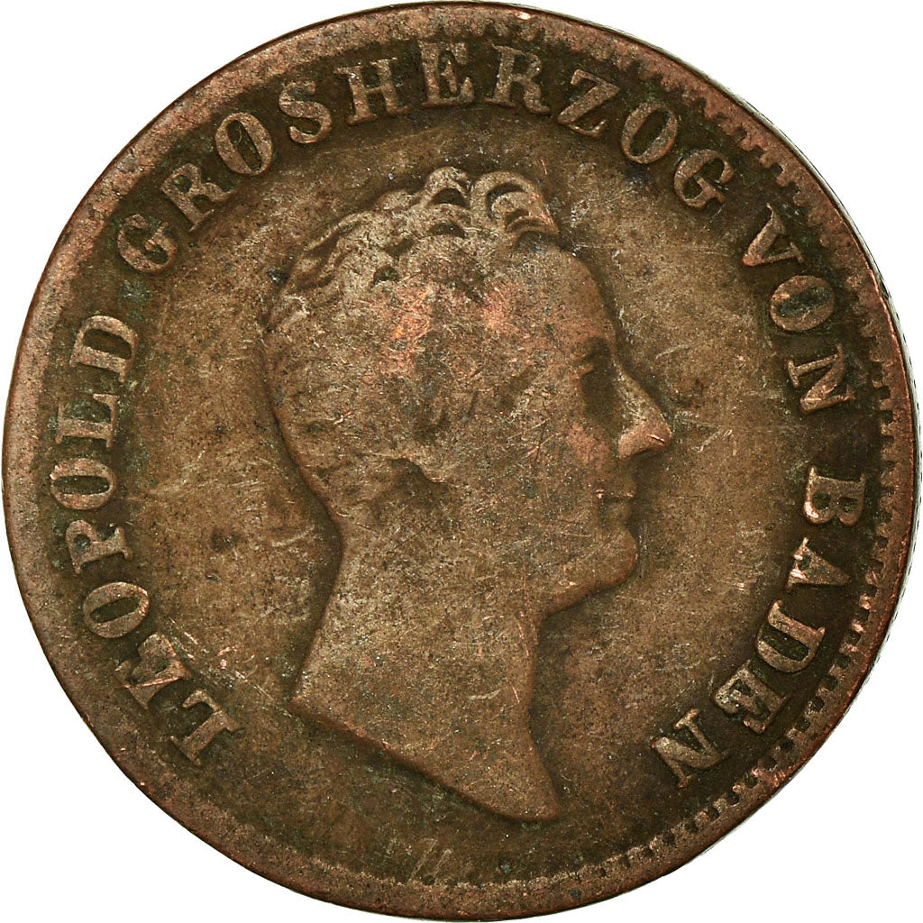 Coin, German States, BADEN, Leopold I, Kreuzer, 1842, VF(30-35), Copper, KM:203