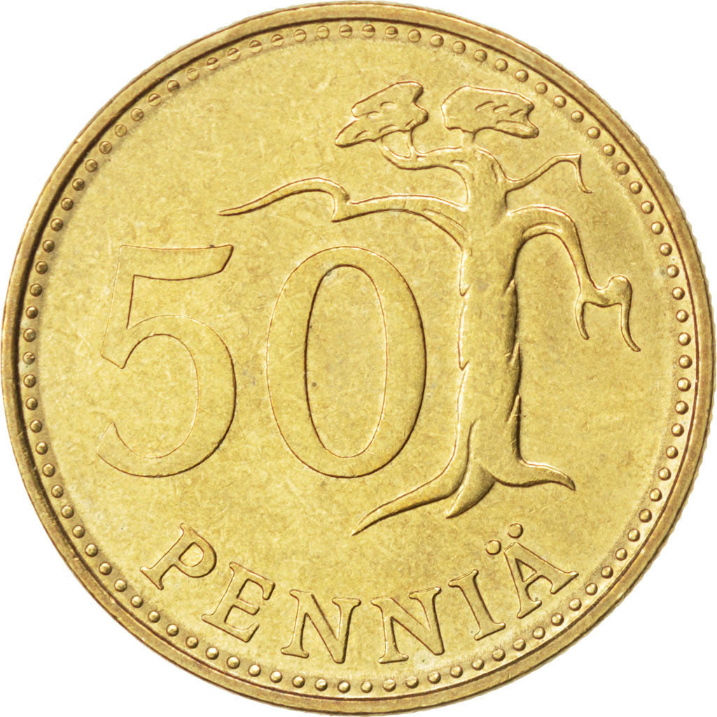 FINLAND, 50 Pennia, 1983, KM #48, AU(50-53), Aluminum-Bronze, 25.0, 5.57