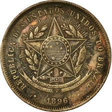 Coin, Brazil, 20 Reis, 1896, EF(40-45), Bronze, KM:490