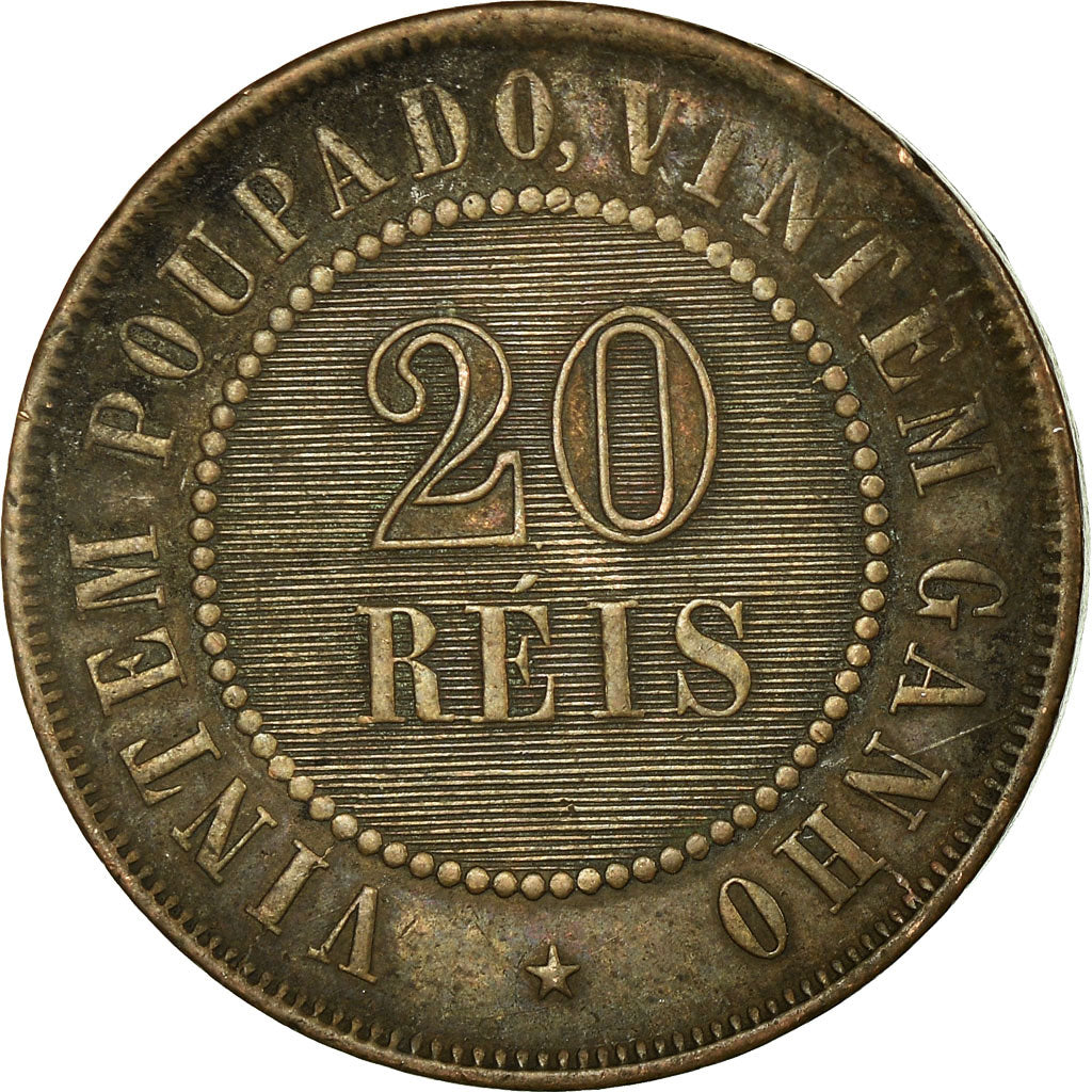 Coin, Brazil, 20 Reis, 1896, EF(40-45), Bronze, KM:490
