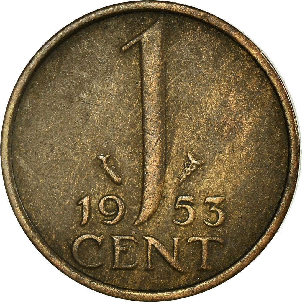 Coin, Netherlands, Juliana, Cent, 1953, VF(30-35), Bronze, KM:180