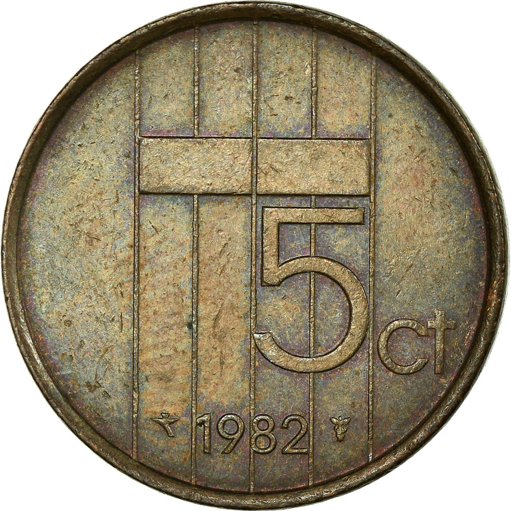Moneda, Países Bajos, Beatrix, 5 Cents, 1982, BC+, Bronce, KM:202