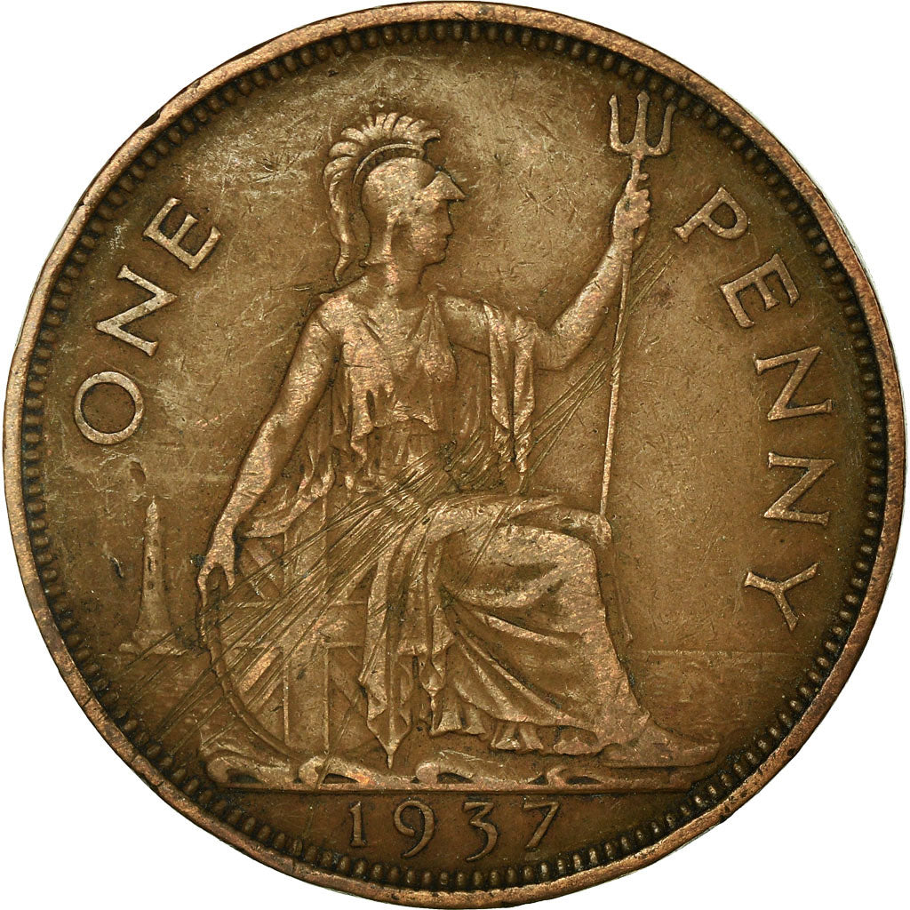 Moneta, Gran Bretagna, George VI, Penny, 1937, MB+, Bronzo, KM:845