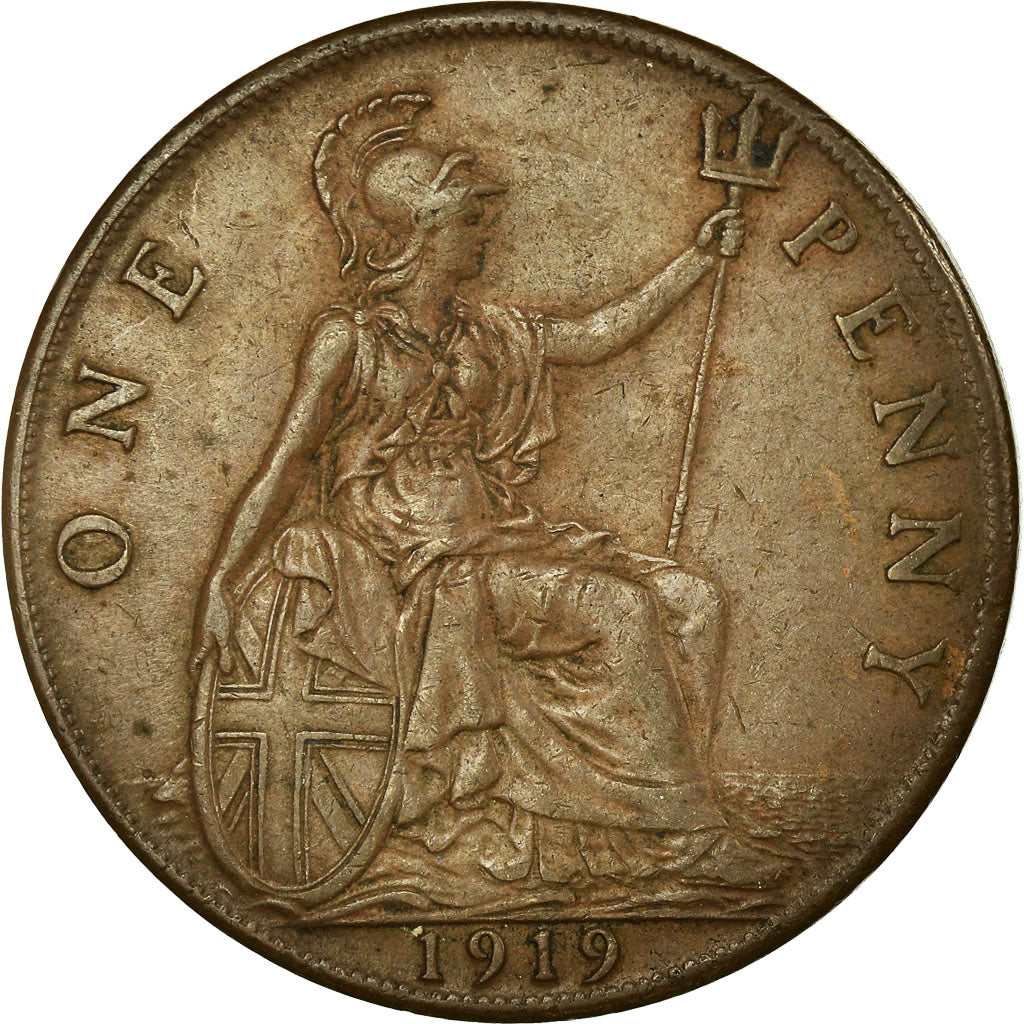 Coin, Great Britain, George V, Penny, 1919, EF(40-45), Bronze, KM:810