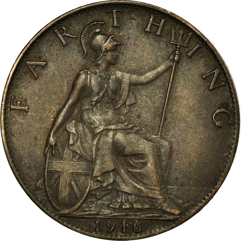 Coin, Great Britain, George V, Farthing, 1916, EF(40-45), Bronze, KM:808.1