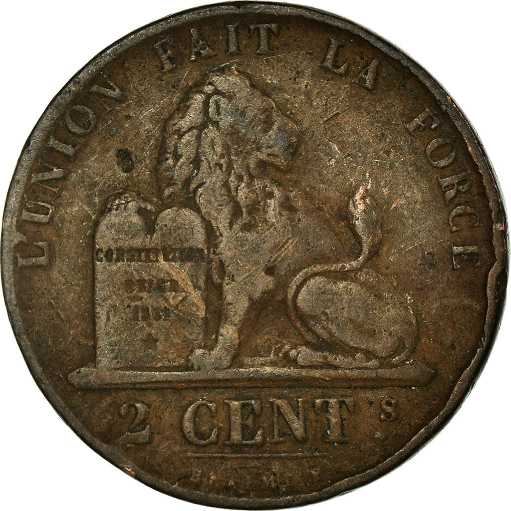 Coin, Belgium, Leopold I, 2 Centimes, 1855, VF(20-25), Copper, KM:4.2