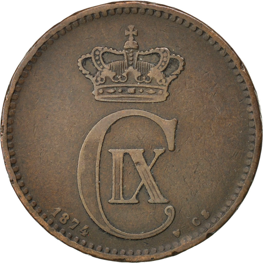 Coin, Denmark, Christian IX, 5 Öre, 1874, VF(30-35), Bronze, KM:794.1