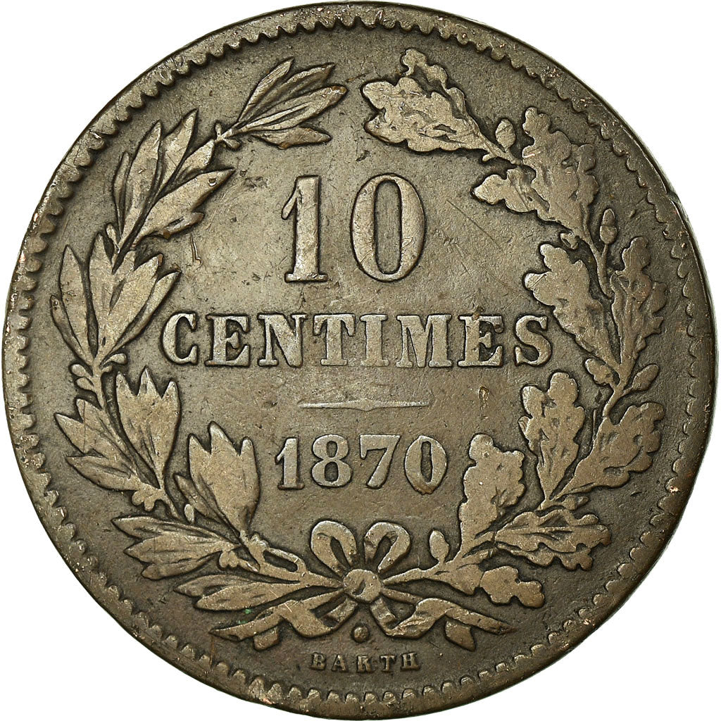 Moneta, Lussemburgo, William III, 10 Centimes, 1870, Utrecht, MB, Bronzo