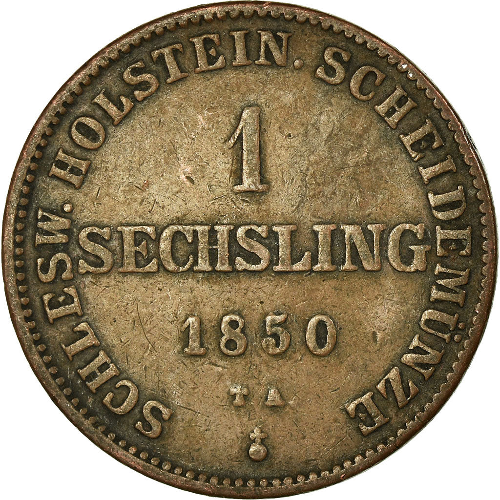 Coin, German States, SCHLESWIG-HOLSTEIN, Sechsling, 1850, EF(40-45), Copper