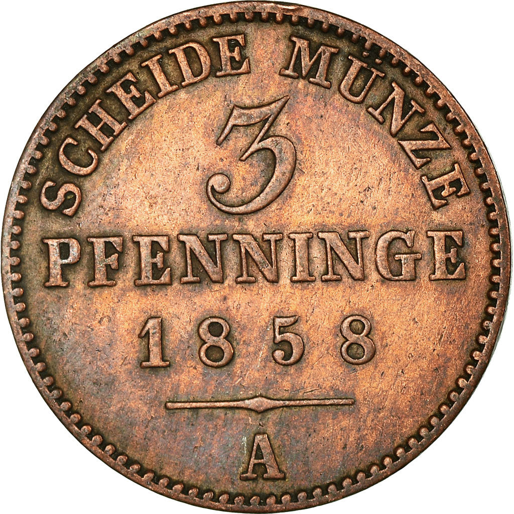 Coin, German States, PRUSSIA, Friedrich Wilhelm IV, 3 Pfennig, 1858, Berlin