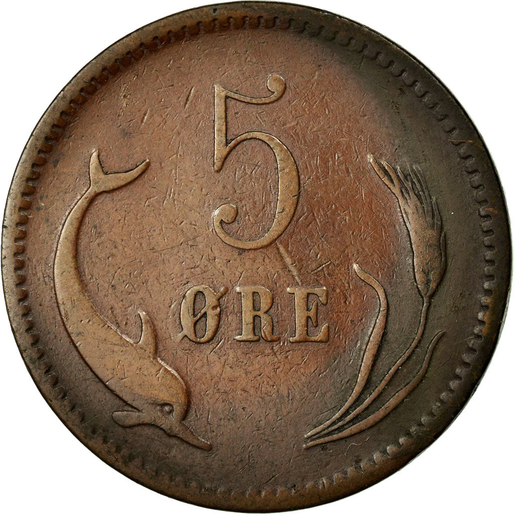 Coin, Denmark, Christian IX, 5 Öre, 1874, VF(20-25), Bronze, KM:794.1