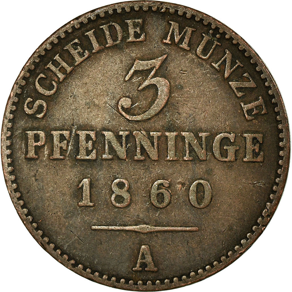 Coin, German States, PRUSSIA, Friedrich Wilhelm IV, 3 Pfennig, 1860, Berlin