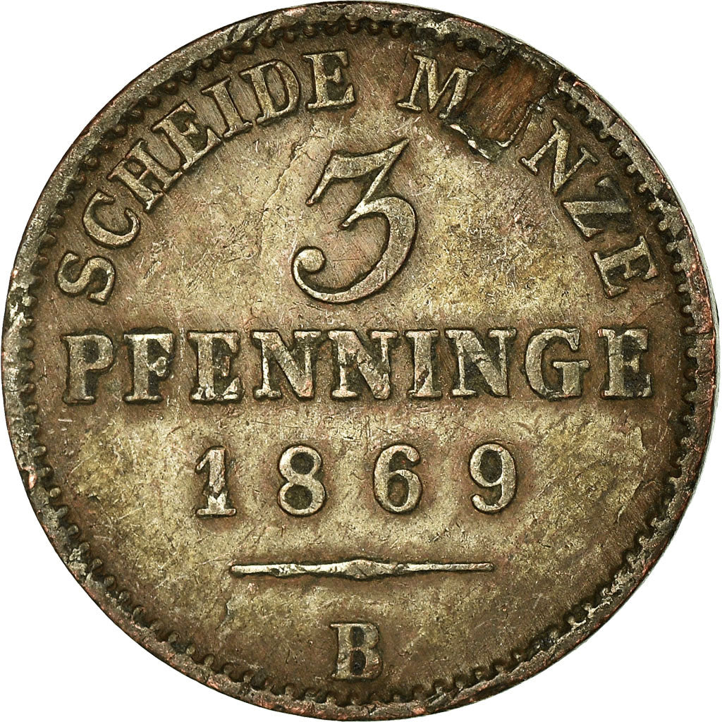 Coin, German States, PRUSSIA, Wilhelm I, 3 Pfennig, 1869, Vienne, VF(30-35)