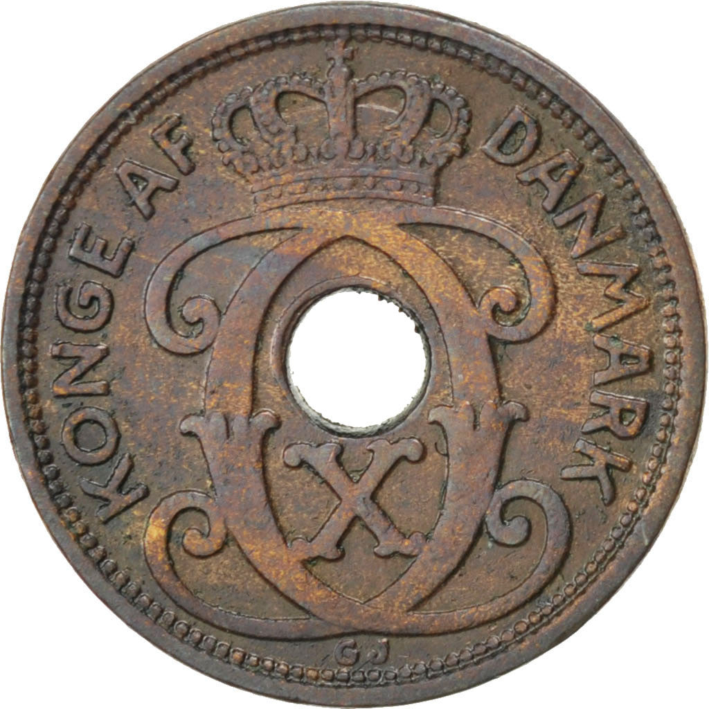 DENMARK, Ore, 1928, Copenhagen, KM #826.2, EF(40-45), Bronze, 1.89