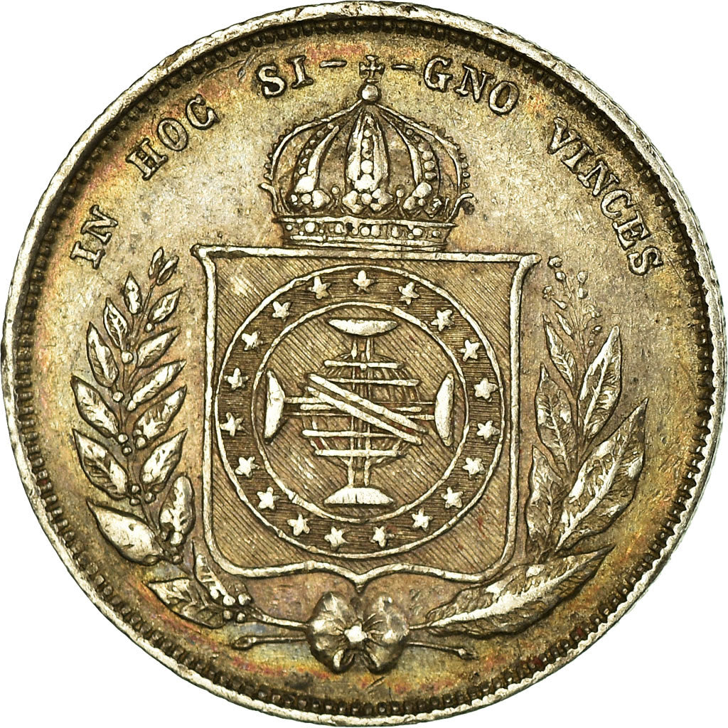 Coin, Brazil, Pedro II, 200 Reis, 1866, EF(40-45), Silver, KM:469