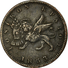 Moneta, WYSPY JOŃSKIE, Lepton, 1853, VF(30-35), Miedź, KM:34