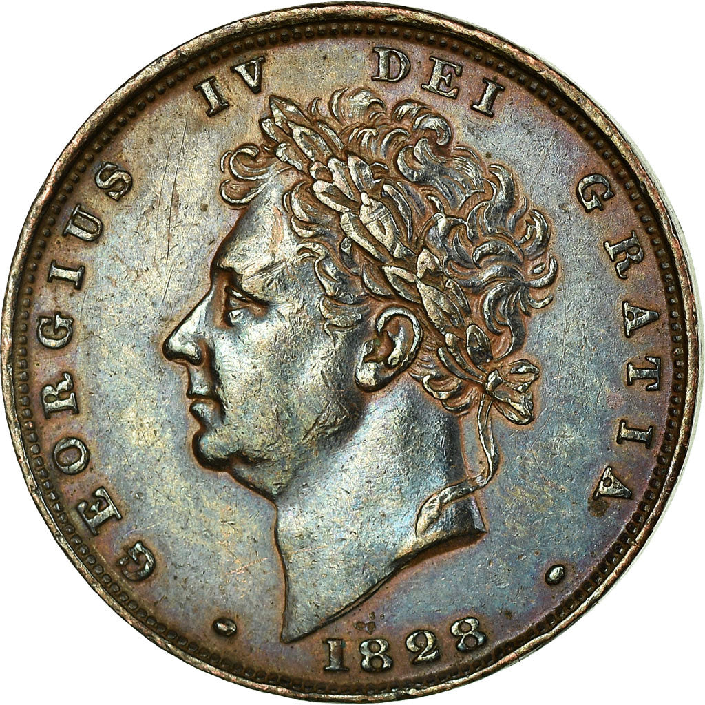 Coin, Great Britain, George IV, Farthing, 1828, AU(50-53), Copper, KM:697