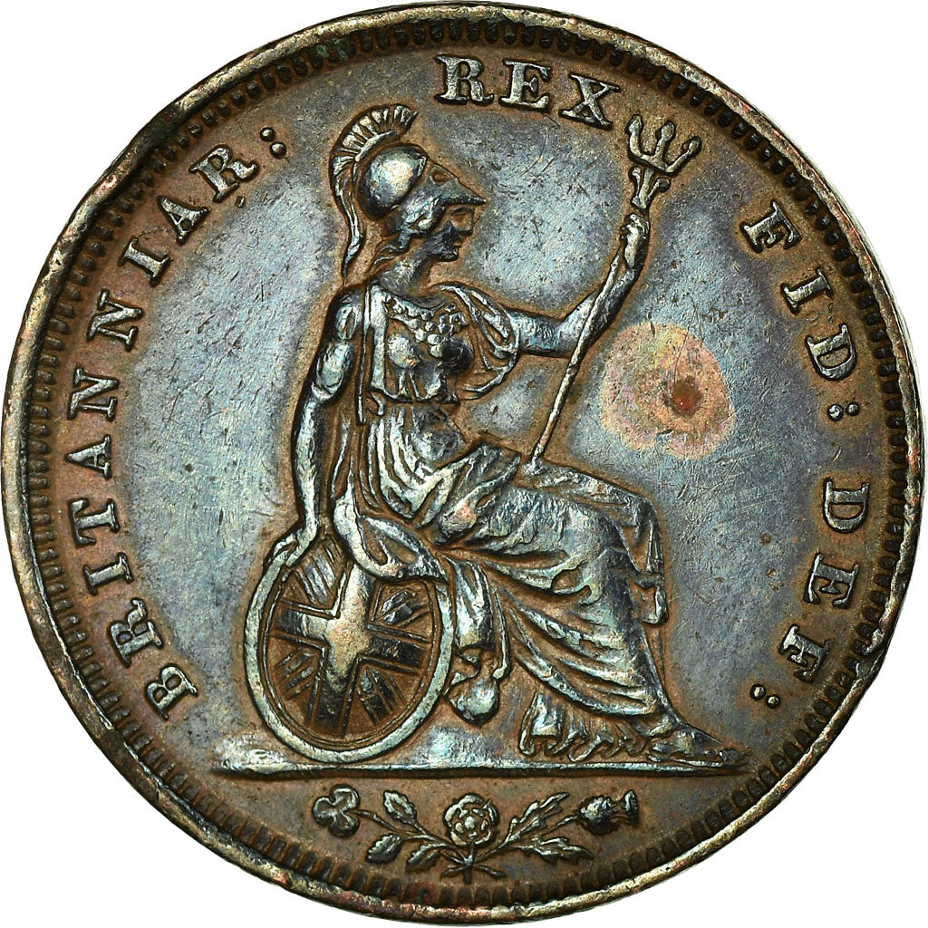 Coin, Great Britain, George IV, Farthing, 1828, AU(50-53), Copper, KM:697