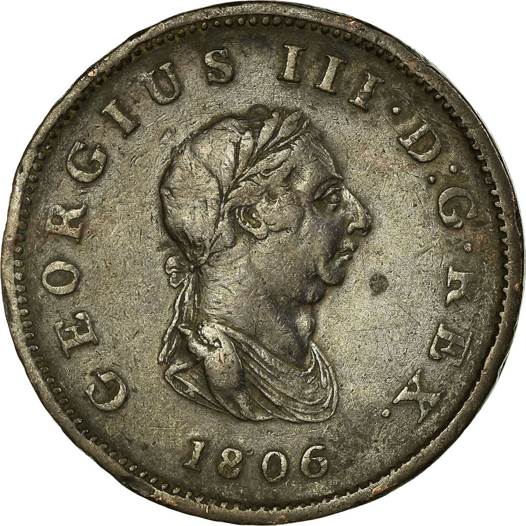Coin, Great Britain, George III, 1/2 Penny, 1806, EF(40-45), Copper, KM:662