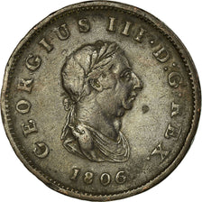 Coin, Great Britain, George III, 1/2 Penny, 1806, EF(40-45), Copper, KM:662