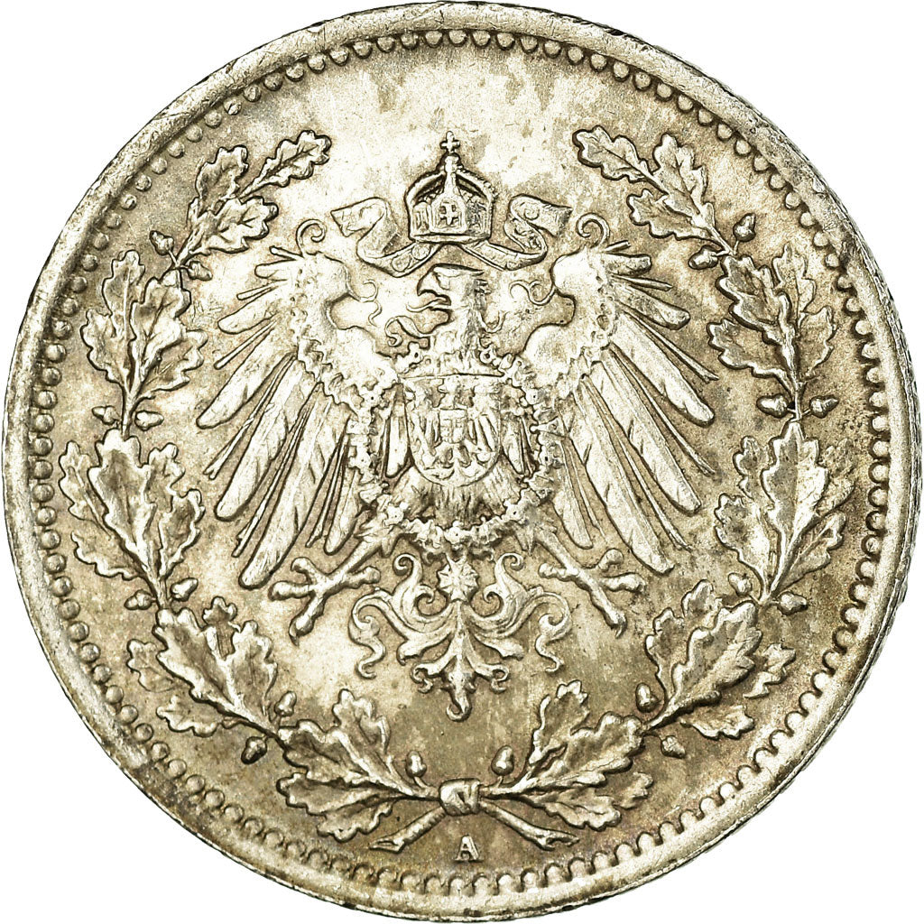 Coin, GERMANY - EMPIRE, 1/2 Mark, 1905, Berlin, AU(50-53), Silver, KM:17