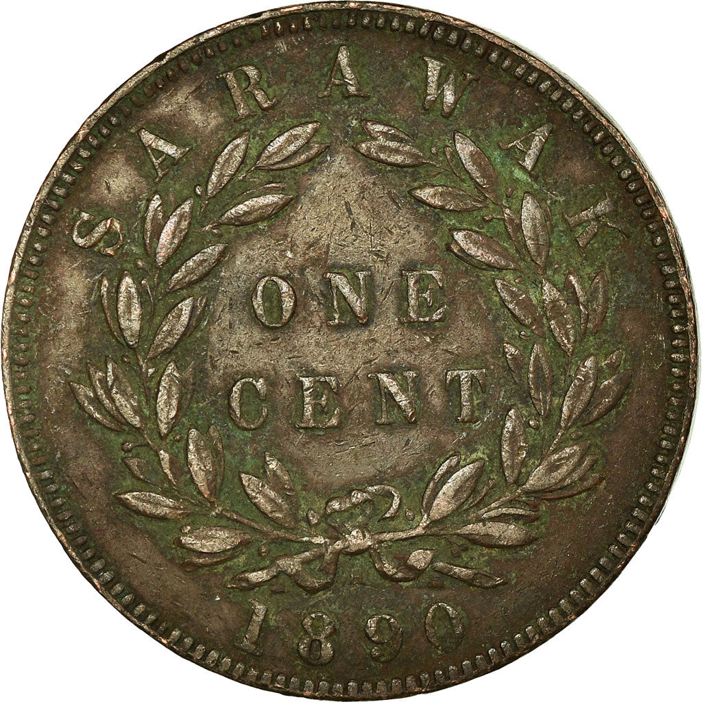 Coin, Sarawak, Charles J. Brooke, Cent, 1890, Heaton, Birmingham, EF(40-45)