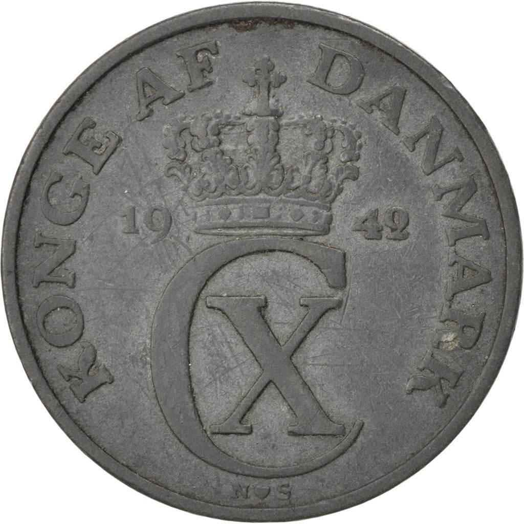 DENMARK, 5 Ore, 1942, Copenhagen, KM #834a, EF(40-45), Zinc, 6.29