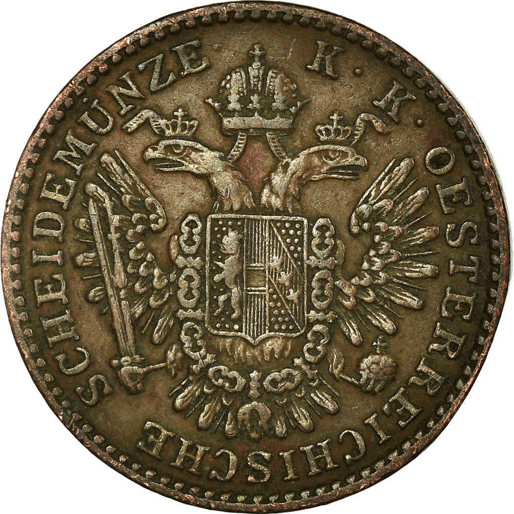 Coin, Austria, Franz Joseph I, 1/2 Kreuzer, 1851, EF(40-45), Copper, KM:2181