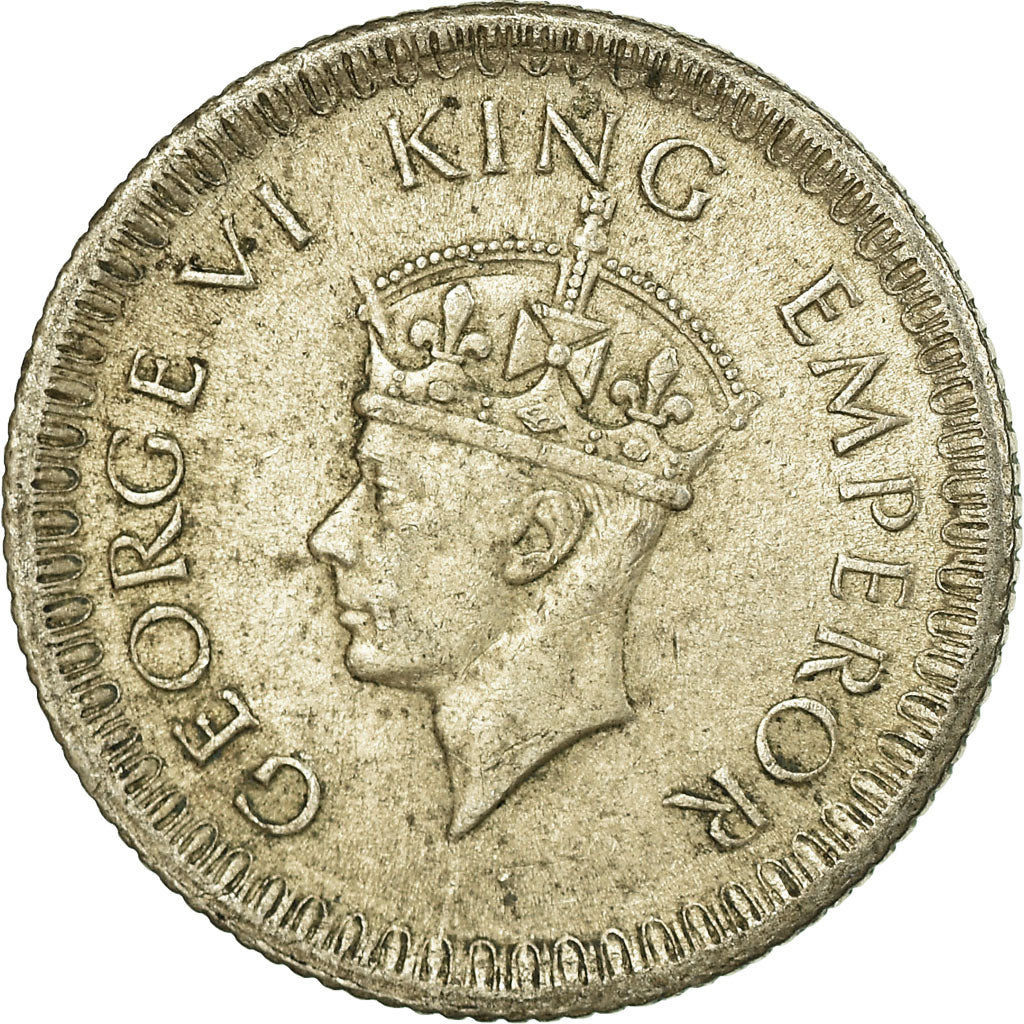 Coin, INDIA-BRITISH, George VI, 1/4 Rupee, 1942, EF(40-45), Silver, KM:546