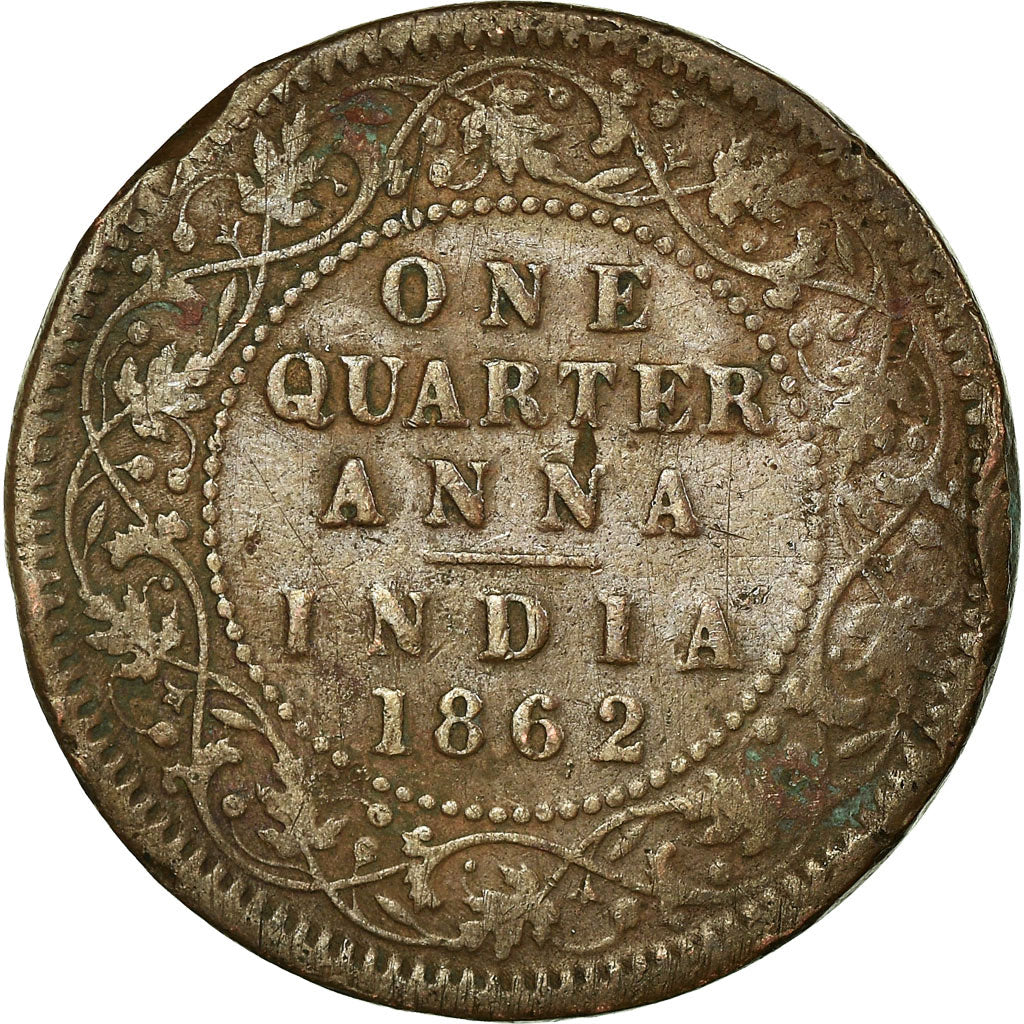 Coin, INDIA-BRITISH, Victoria, 1/4 Anna, 1862, VF(20-25), Copper, KM:467