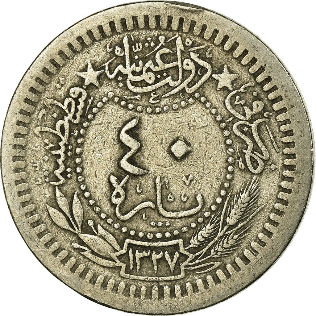 Coin, Turkey, Muhammad V, 40 Para, 1916/AH1327, Qustantiniyah, VF(20-25)