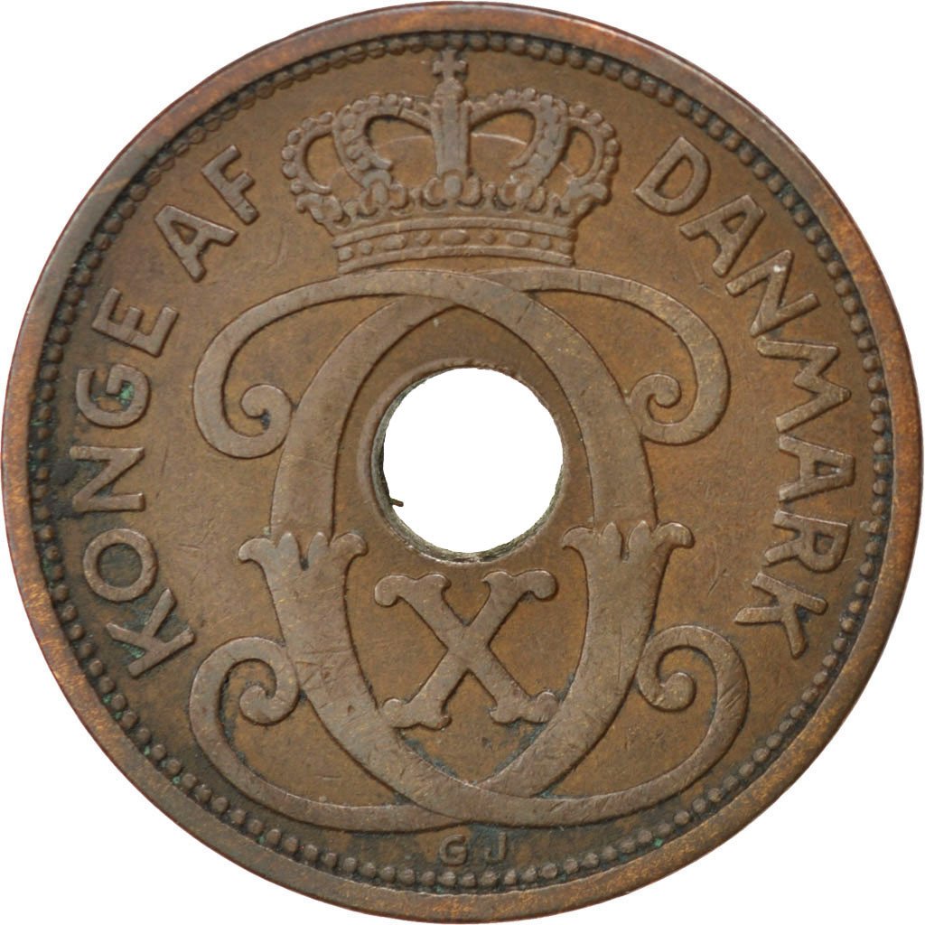 Danimarca, Christian X, 5 Öre, 1927, BB+, Bronzo, KM:828.1