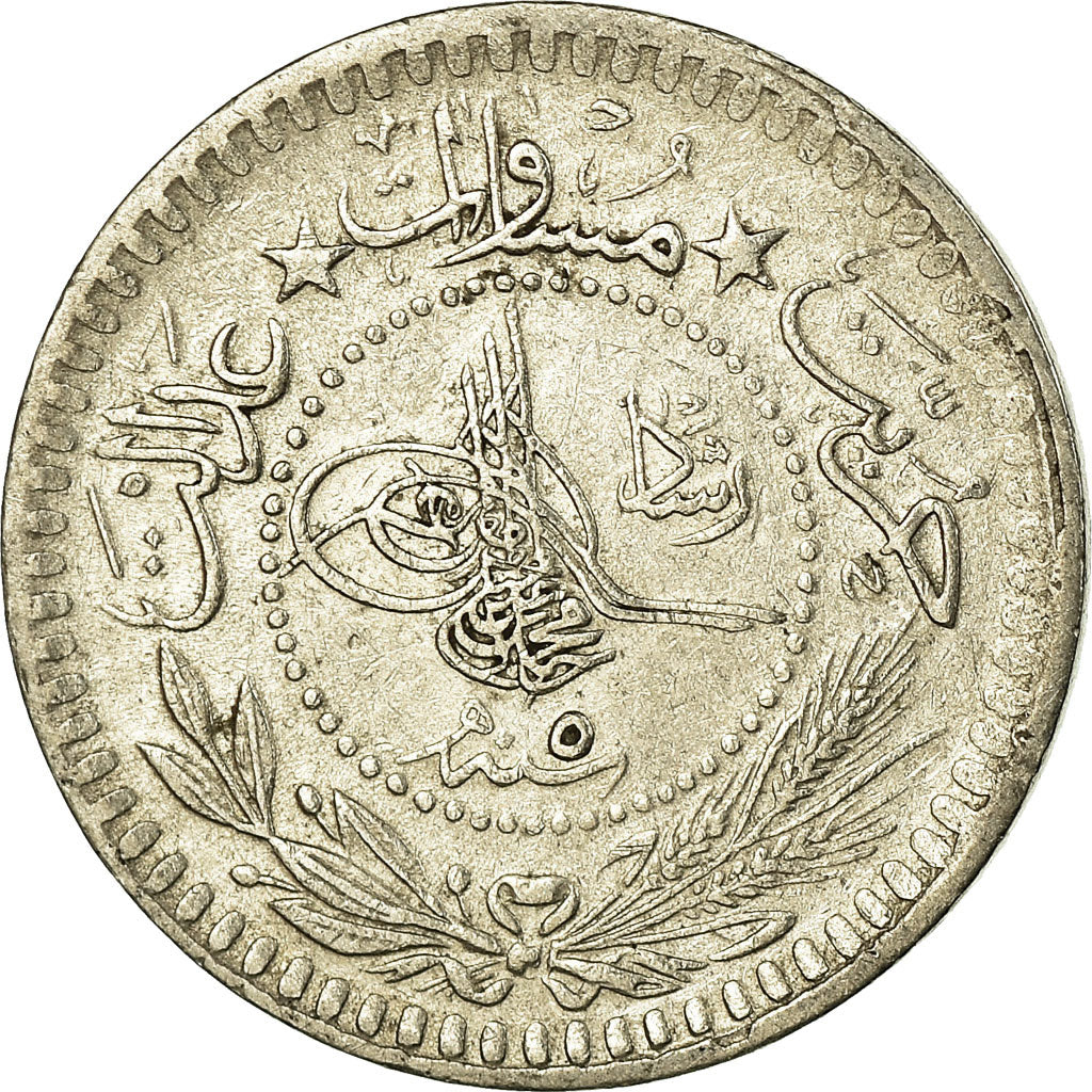 Coin, Turkey, Muhammad V, 5 Para, 1913/AH1327, Qustantiniyah, AU(55-58), Nickel