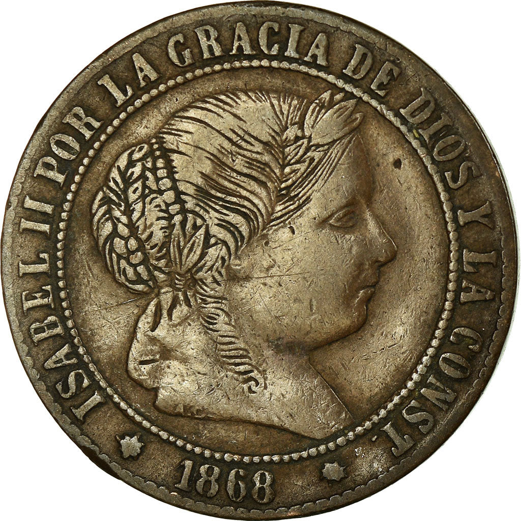 Coin, Spain, Isabel II, 2-1/2 Centimos, 1868, Madrid, EF(40-45), Copper
