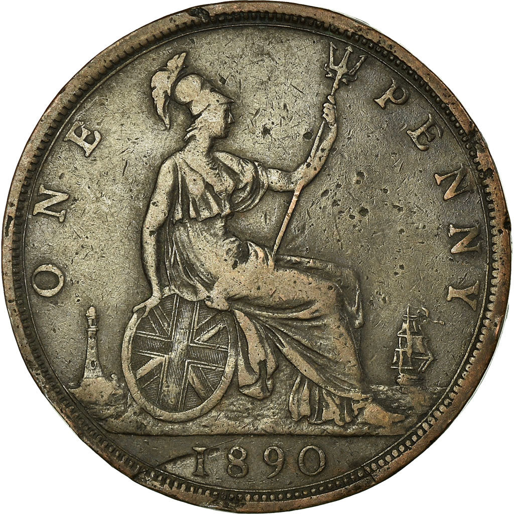 Coin, Great Britain, Victoria, Penny, 1890, VF(30-35), Bronze, KM:755
