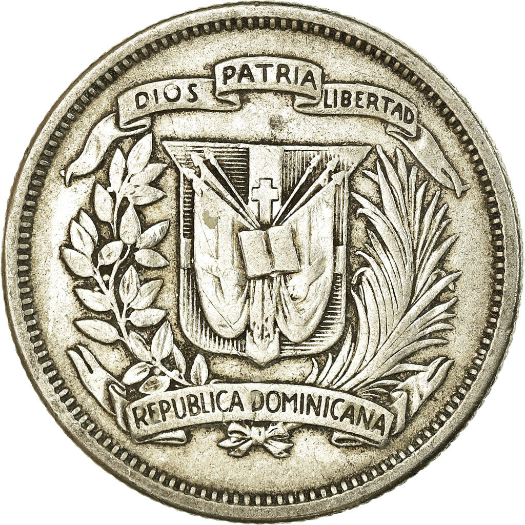 Moneda, República Dominicana, 25 Centavos, 1951, MBC, Plata, KM:20