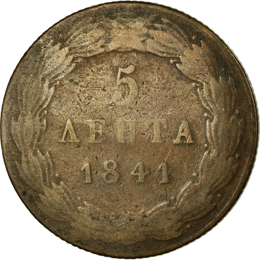 Coin, Greece, Othon, 5 Lepta, 1841, VF(20-25), Copper, KM:16