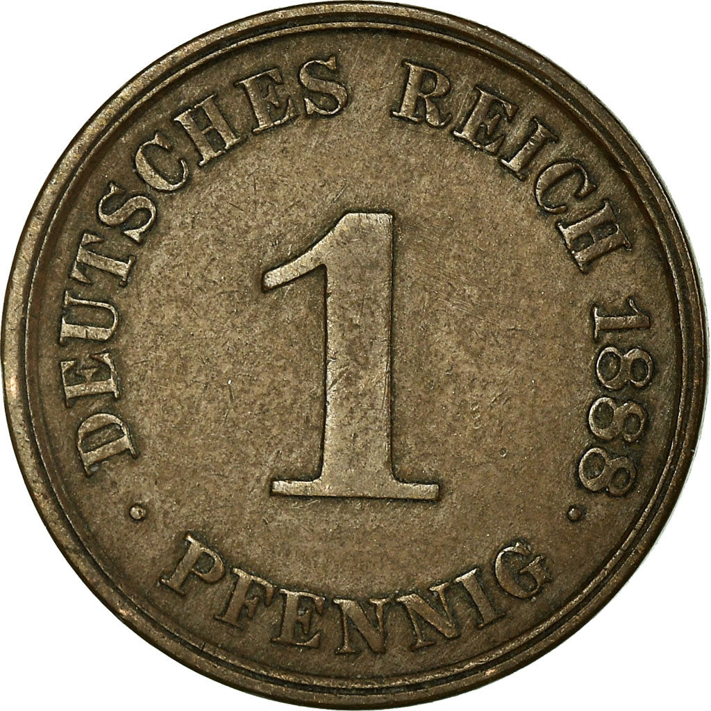 Münze, GERMANY - EMPIRE, Wilhelm I, Pfennig, 1888, Hamburg, SS, Kupfer, KM:1