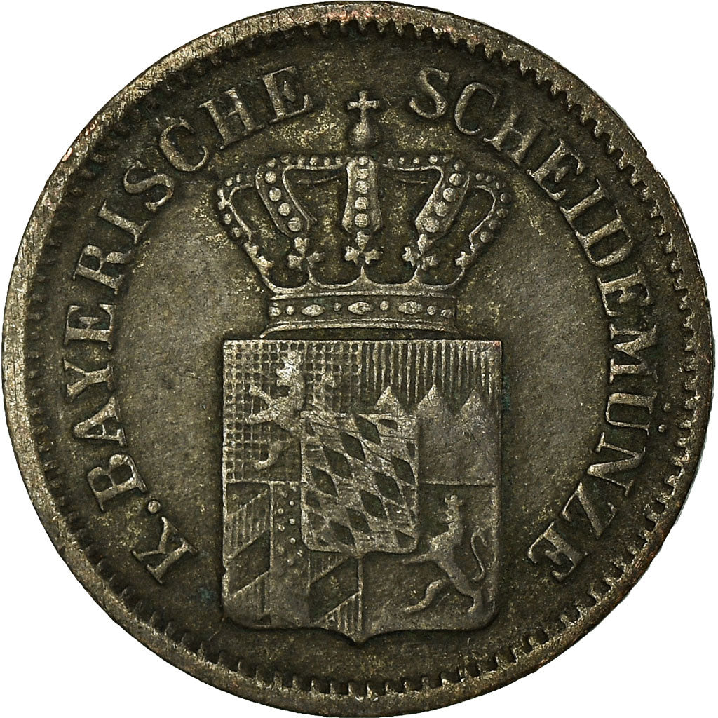 Coin, German States, BAVARIA, Ludwig II, Kreuzer, 1866, EF(40-45), Silver