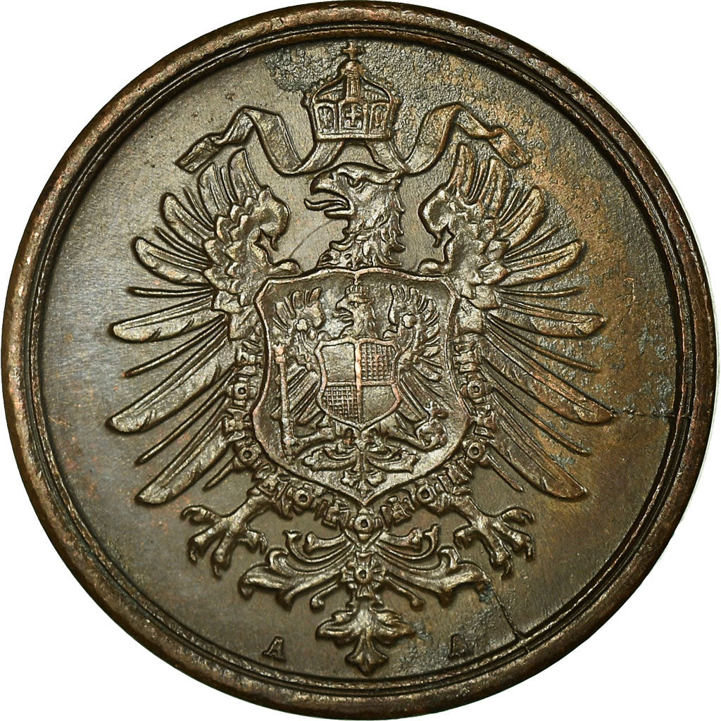 Coin, GERMANY - EMPIRE, Wilhelm I, 2 Pfennig, 1874, Berlin, AU(50-53), Copper